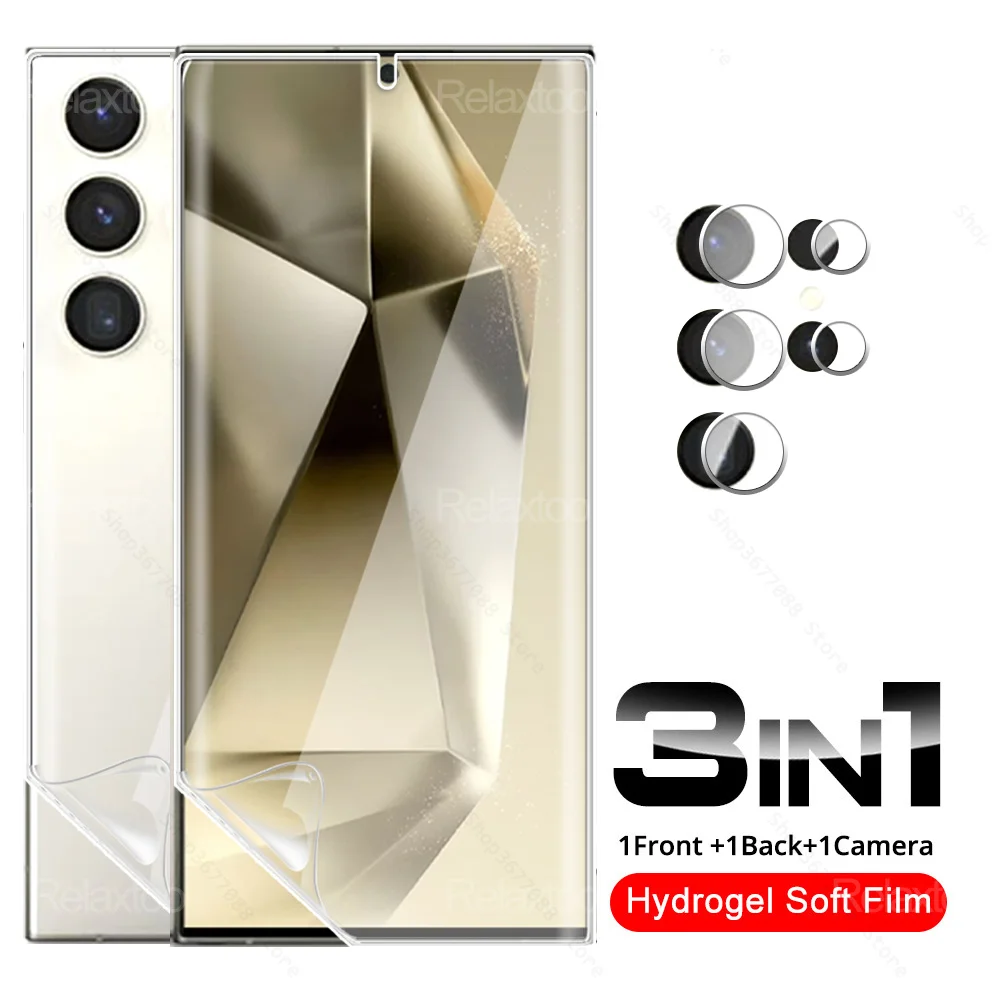 3 In1 Per Samsung Galaxy S24 Ultra Front Back Hydrogel Film S24Ultra S 24 Ultra S 24 Plus S24Plus 5G Lens Glass Screen Protector