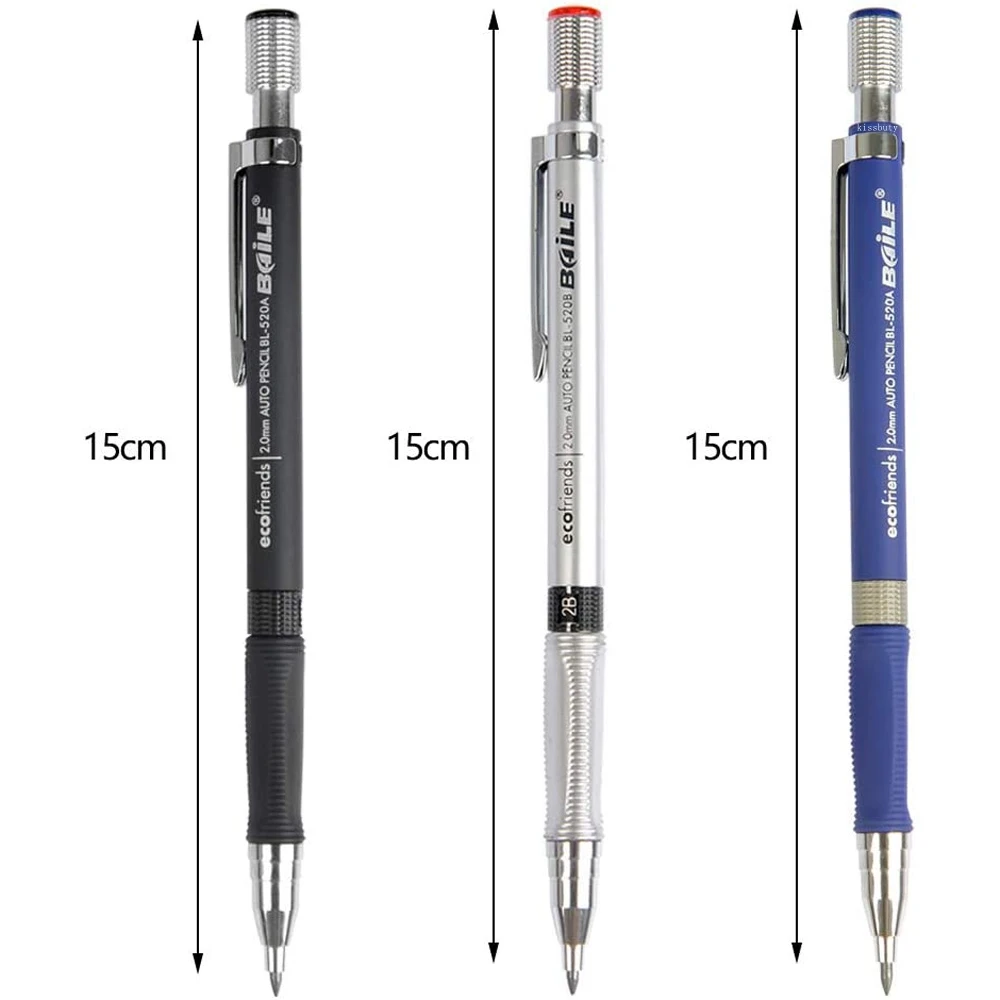 Mechanical Pencil Set 2.0 mm 2B Automatic Student Pencils Color/Black Lead Refills Art Sketch School Supplies Kawaii Stationery