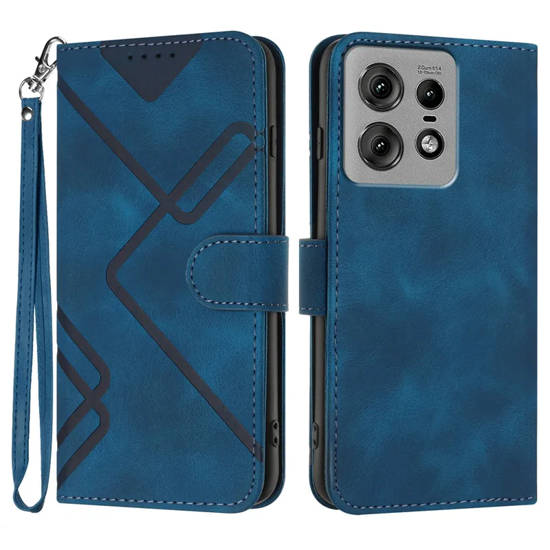 Geometric Pattern Leather Wallet Flip Case with Magnetic Closure