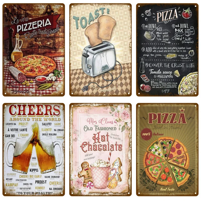 Настенная художественная тарелка с пиццей, табличка с зоной, Большая еда, винтажный металлический знак, украшение для паба, бара, дома, лучший постер, жестяной знак, декор для клуба Настенная художественная тарелка с пиццей, табличка с зоной, Большая еда, винтажный металлический знак, украшение для паба, бара, дома, лучший постер, жестяной знак, декор для клуба