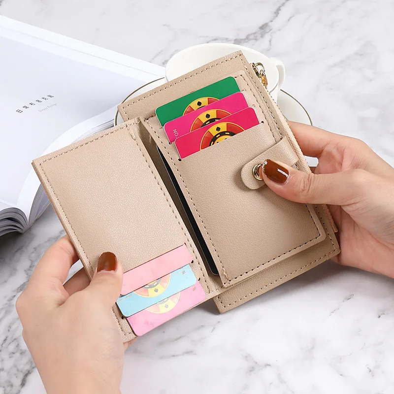 New Fashion Women's Wallet Short  Female Coin Purse with Zipper PU Leather Card Holder Cover Small Ladies Mini Clutch For Girl