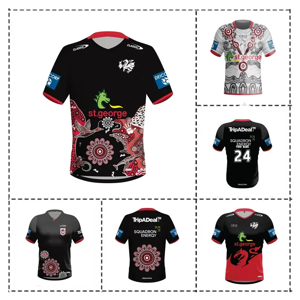 St George Illawarra Dragons Training Shirt Rugby Jersey-Mens Size:S-5XL（Print Name Number