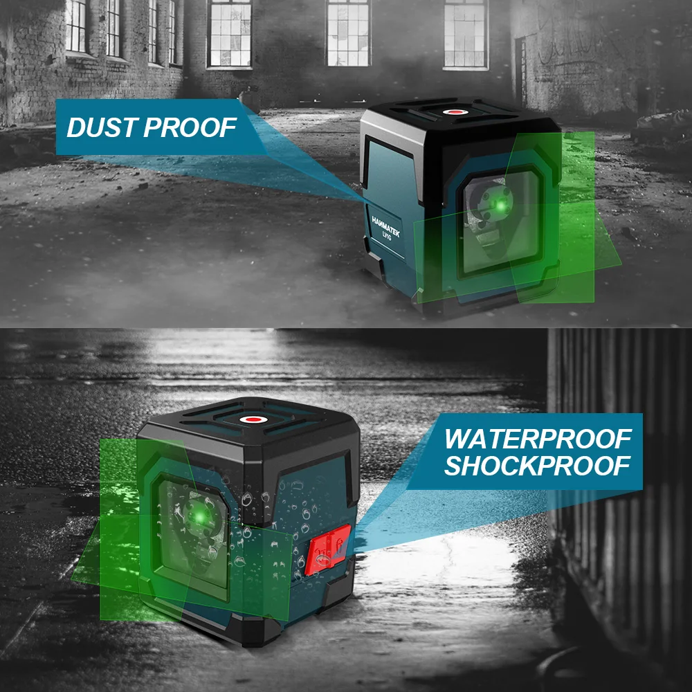 Hanmatek Laser level meter 2-line automatic leveling vertical and horizontal lines green red beam