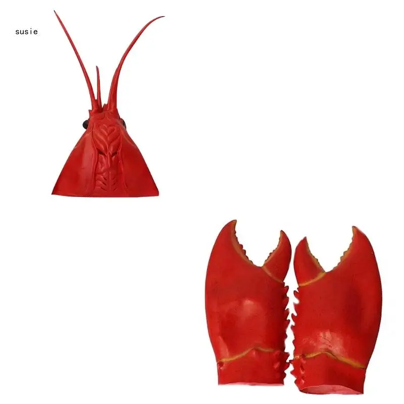 

X7YA Halloween Cosplays Funny Dress up Prop Funny Lobster Gloves