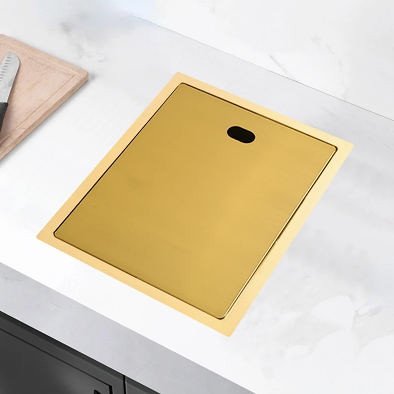 

304 Stainless Steel Sink Gold Nanometer kitchen Bar Counter Sink Cover hidden Single Kitchen Sink Small Size Kitchen Sinks
