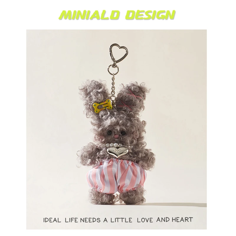 Cute Rabbit Plu Bag Charm MDESIGN Furry Ears Pants-Wearing Girl Heart Gift for Best Frie Soft Toy Accories