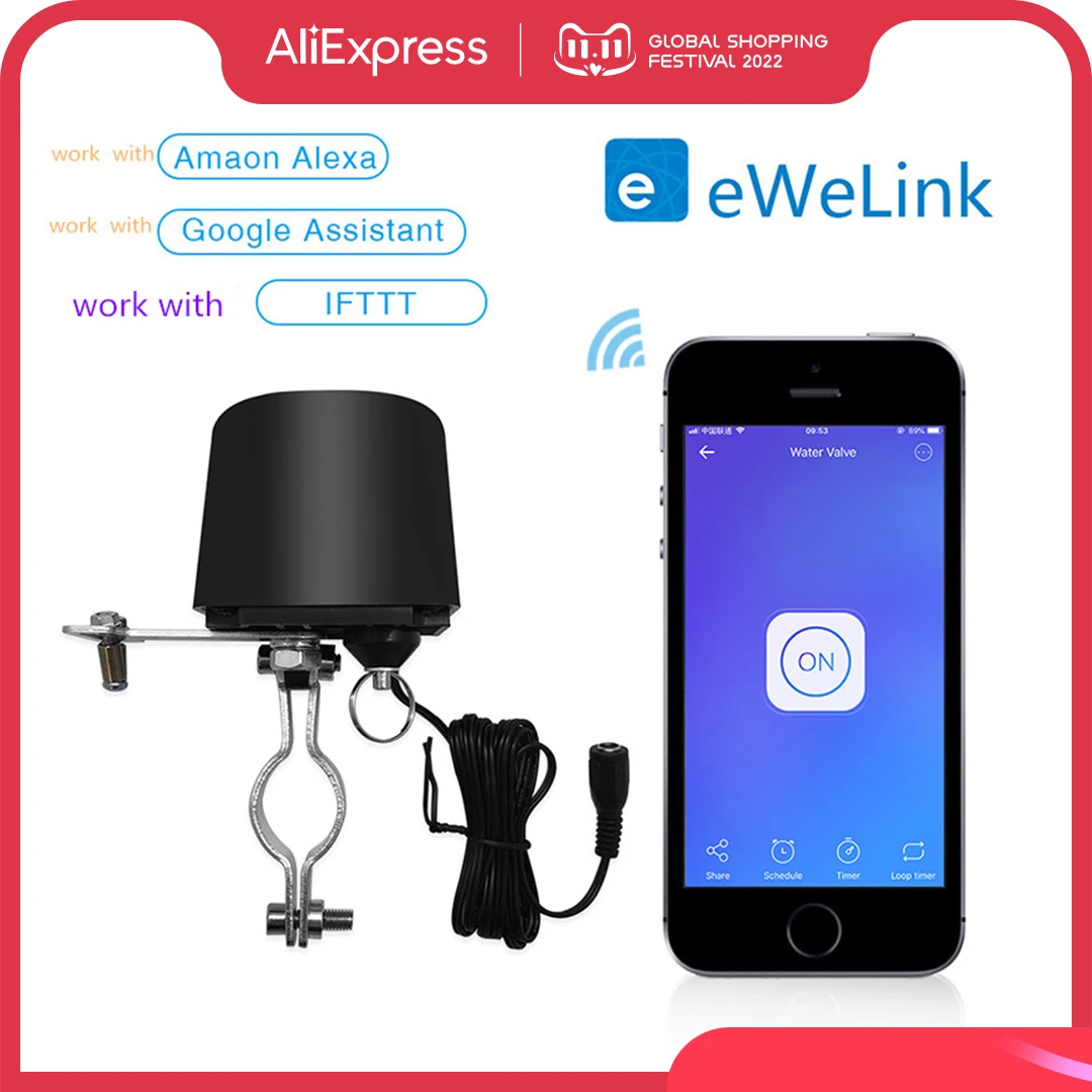 eWeLink Wifi Smart Valve Controller Bluetooth For Water Gas Auto Shut ON Off Compatible With for AlexaGoogle Assistant SmartLife