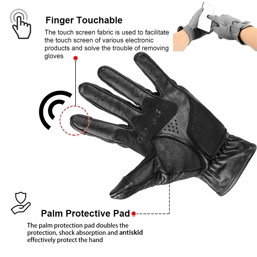 Motorcycle Gloves Finger Touchable Screen Gloves Men Women Unisex Soft PU Breathable Glove For Motobike Riding Travel Antiskid