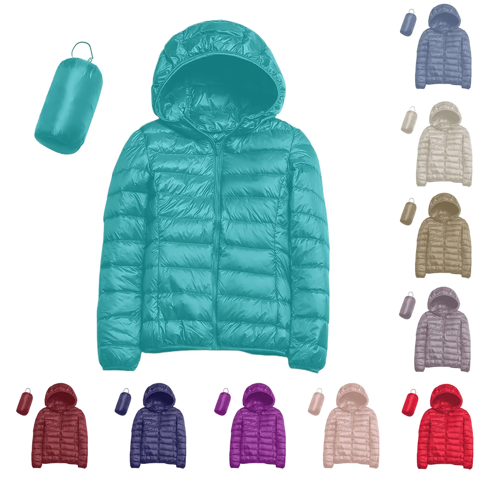 Description Picture 2 of itemWomen Lightweight Hooded down jacket Warm Windproof Winter Coat With Nylon Down Winter Slim Short Hooded Anorak Jacket Women