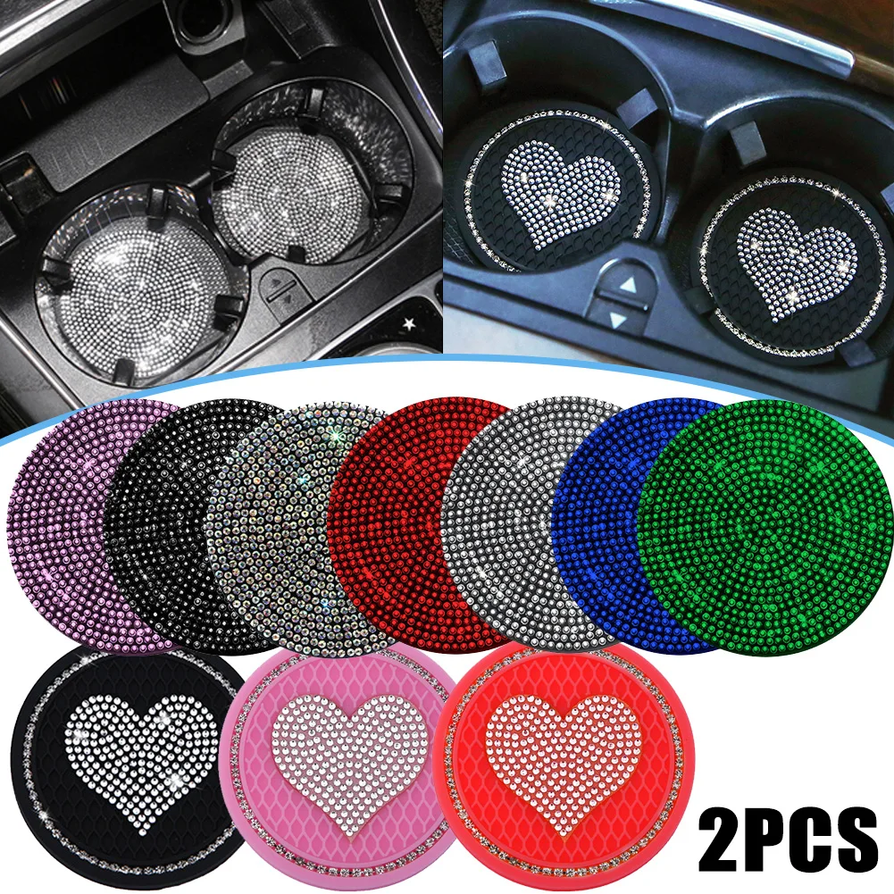 Multifunctional Car Diamond Coaster Water Cup Slot Non-Slip Mat Silica Pad Cup Holder Mat Auto Interior Decoration Accessories