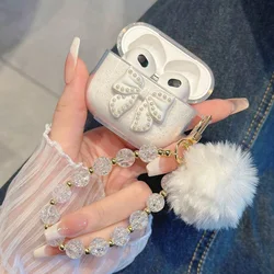 Cute Glitter Bowknot Crystal Earphone Protective Cover with Pendant - Airpods Pro2 (2)