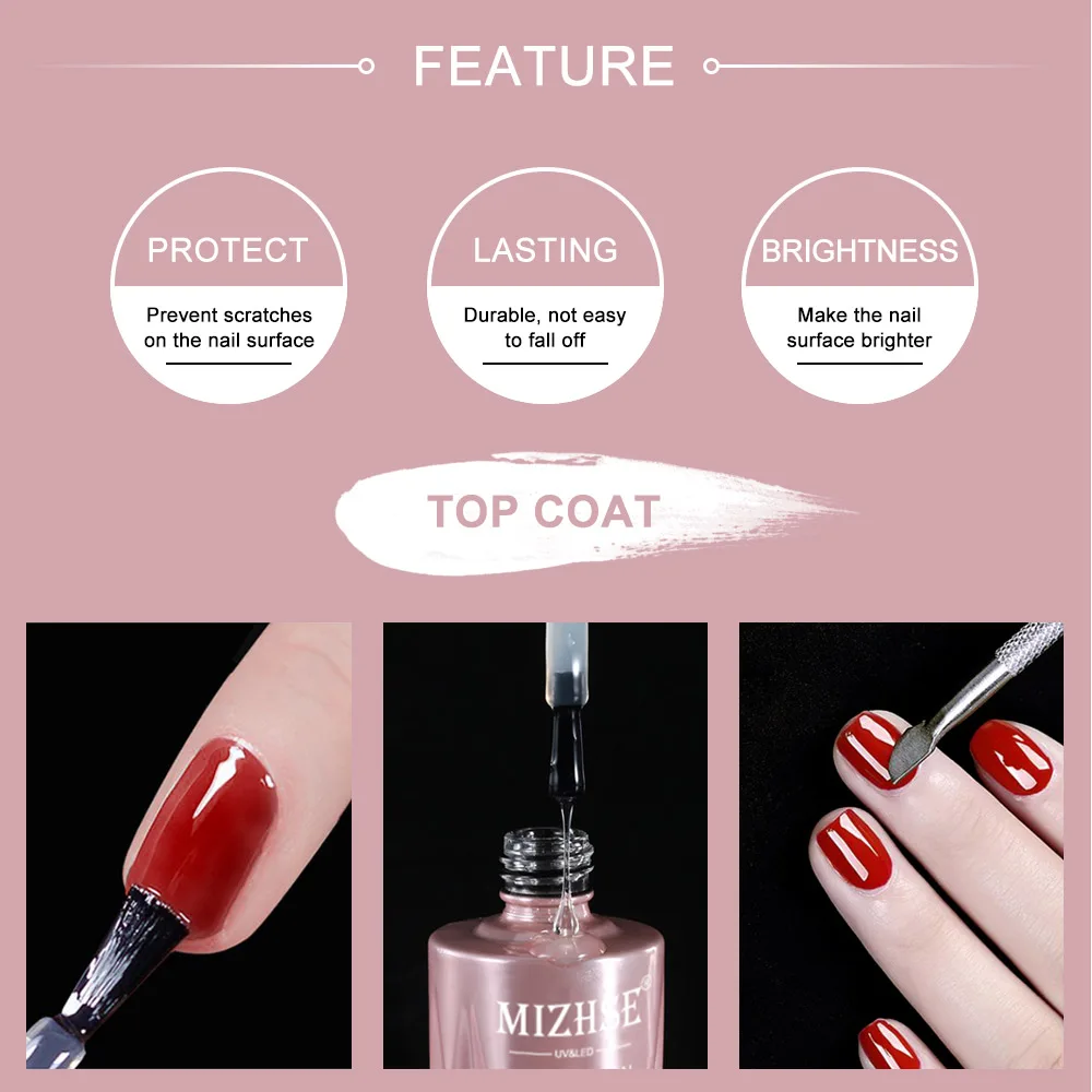 MIZHSE 18ML Super Top Coat No Wipe UV LED Gel Polish Sealer Sealing Shining Clear Gel Diamond Top Coat Soak Off Functional Gel 2