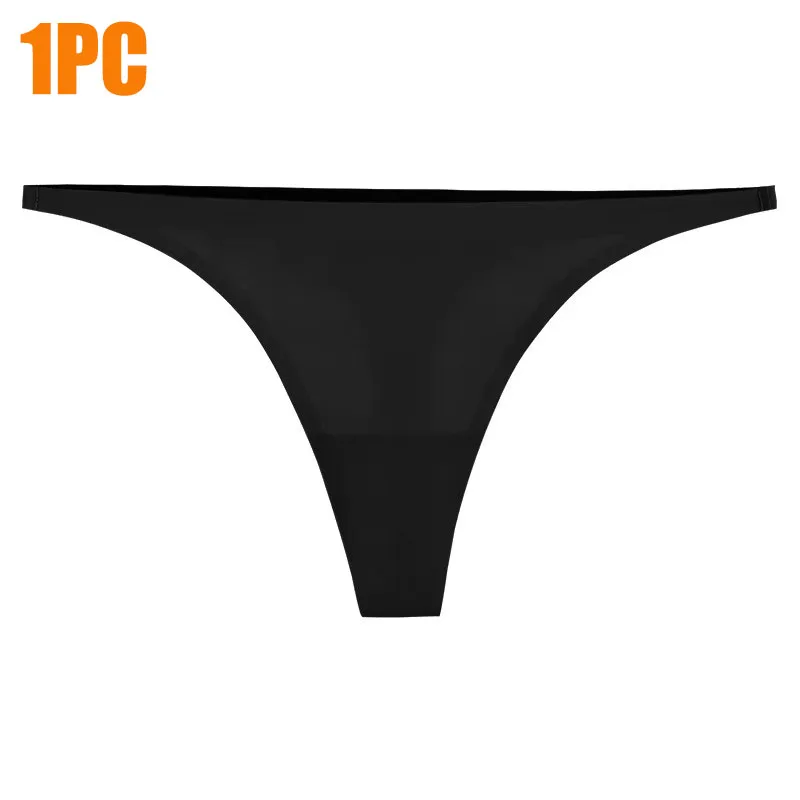 1-10pcs Ice Silk Seamless Panties For Women Thin Band Thongs Woman Satin Underwear Female Bikini Panties String Tangas Mujer