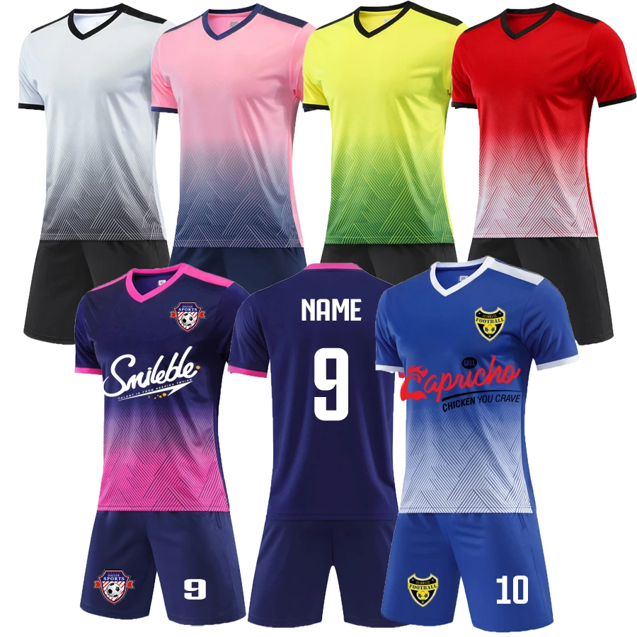 2022 New Men Kid Custom Football Sets Soccer Jerseys Club Team Football