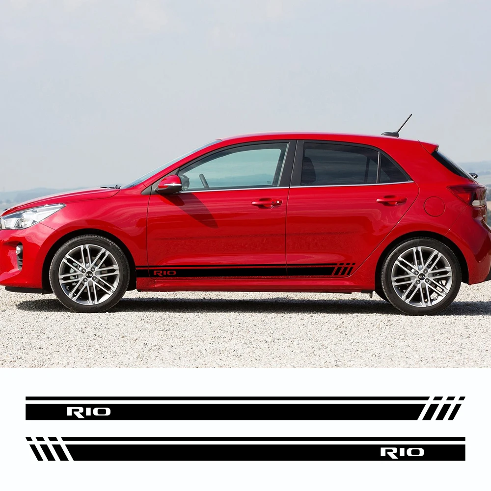 2PCS-Car-Door-Side-Skirt-Stripe-Sticker-Reflective-Durable-Racing-Sport ...