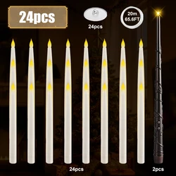 Bulk Set of Flickering Flameless Taper Candles for Magical Hanging Decor (24pcs candle set)