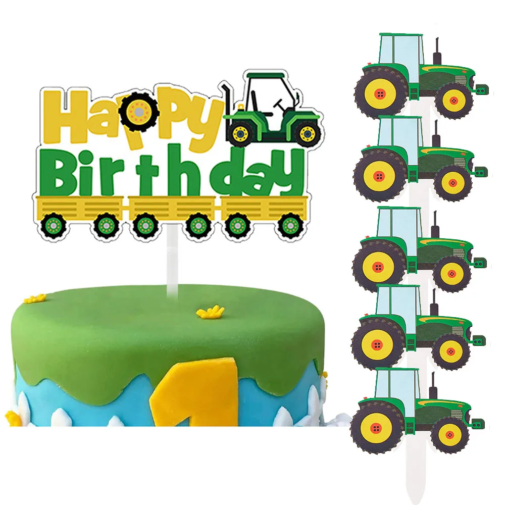 Cake Toppers Cupcake Supplies Birthday Party Supplies Green Tractor Cake Topper Baby Shower