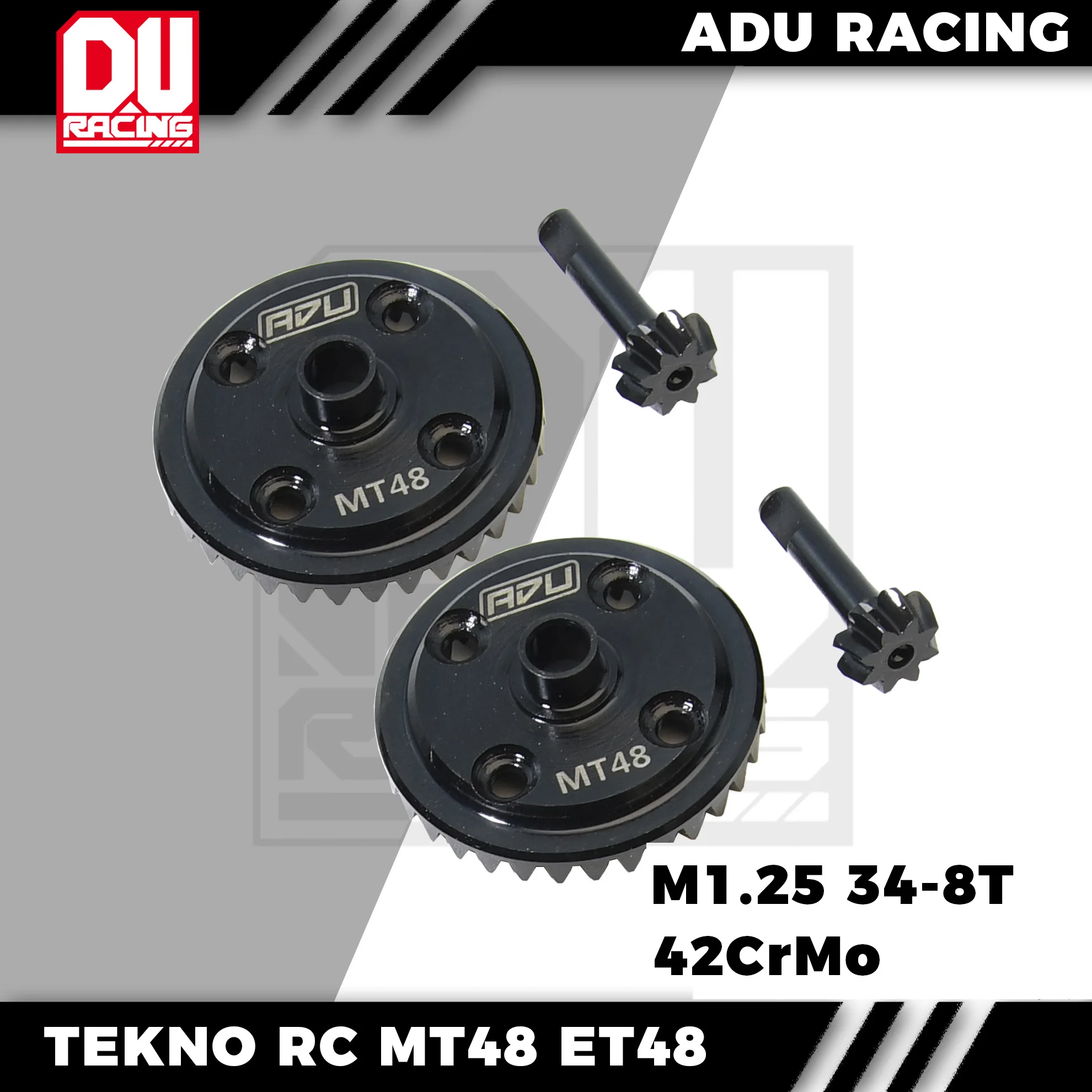 ADU RACING 40CRMO M1.25 STREEL 34t 메인 디퍼렌셜 기어 및 TEKNO RC MT48 ET48용 8t 입력 기어