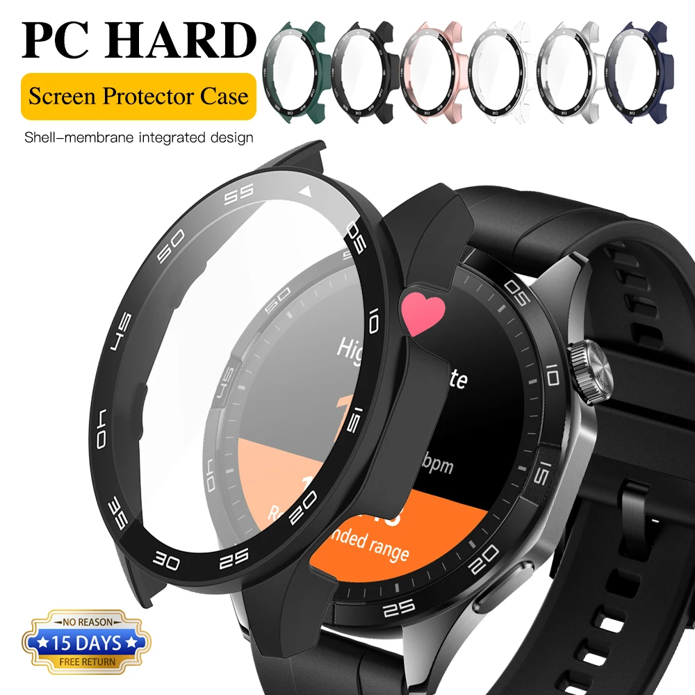 Glass + Case for Huawei Watch GT4 46mm Accessory PC All-around Bumper Digital Protective Cover + Screen Protector for Huawei GT4 silicone cat ear protector for huawei watch 3 pro 3pro 46mm 48mm soft rubber protective sleeve screen protector cover