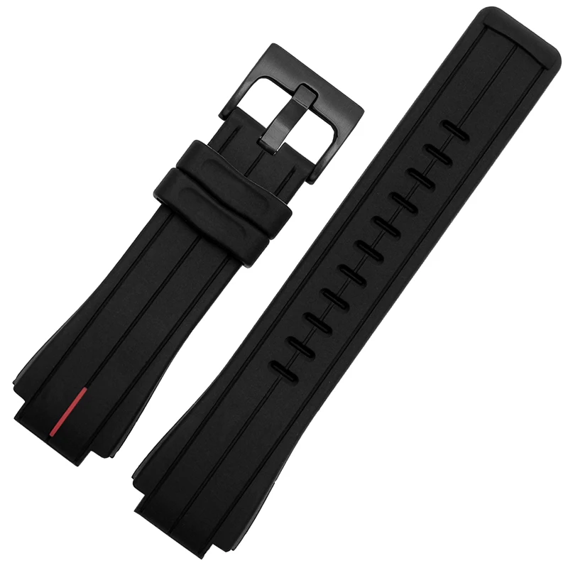 Timex Black Waterproof Silicone Sports Strap - High Quality Rubber Band, 24mm