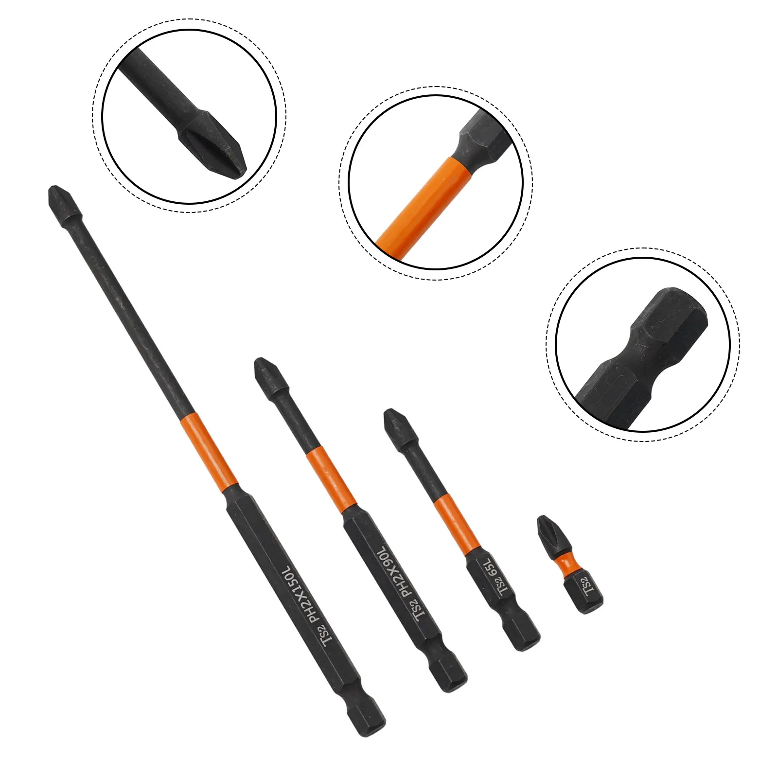 

4pcs PH2 Impact Screwdriver Bit Magnetic High Hardness Alloy Steel Cross Screwdriver 25-150mm Screw Driver Hand Tools