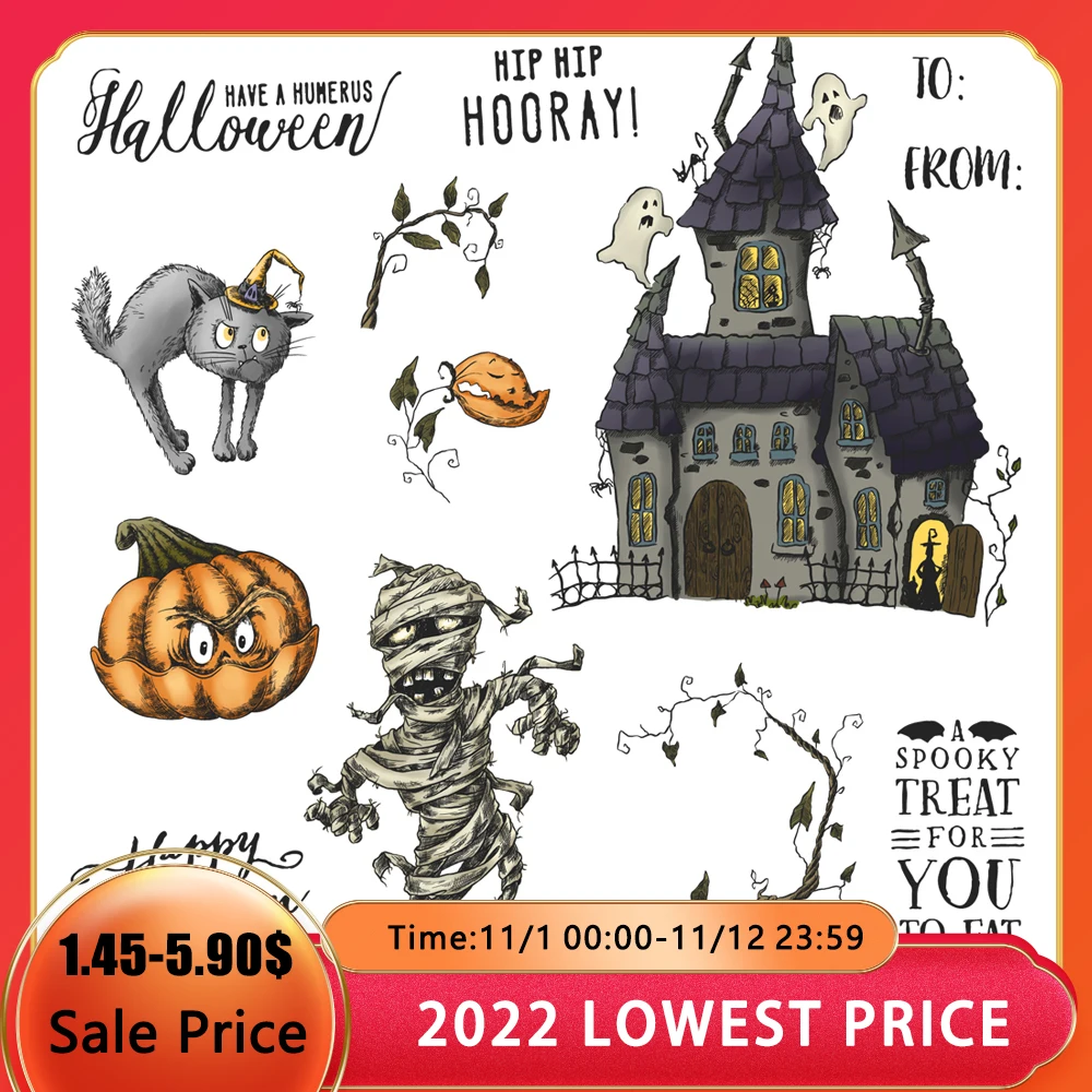 Mangocraft Happy Halloween Diy Cutting Dies Clear Stamp Pumpkin Ghost