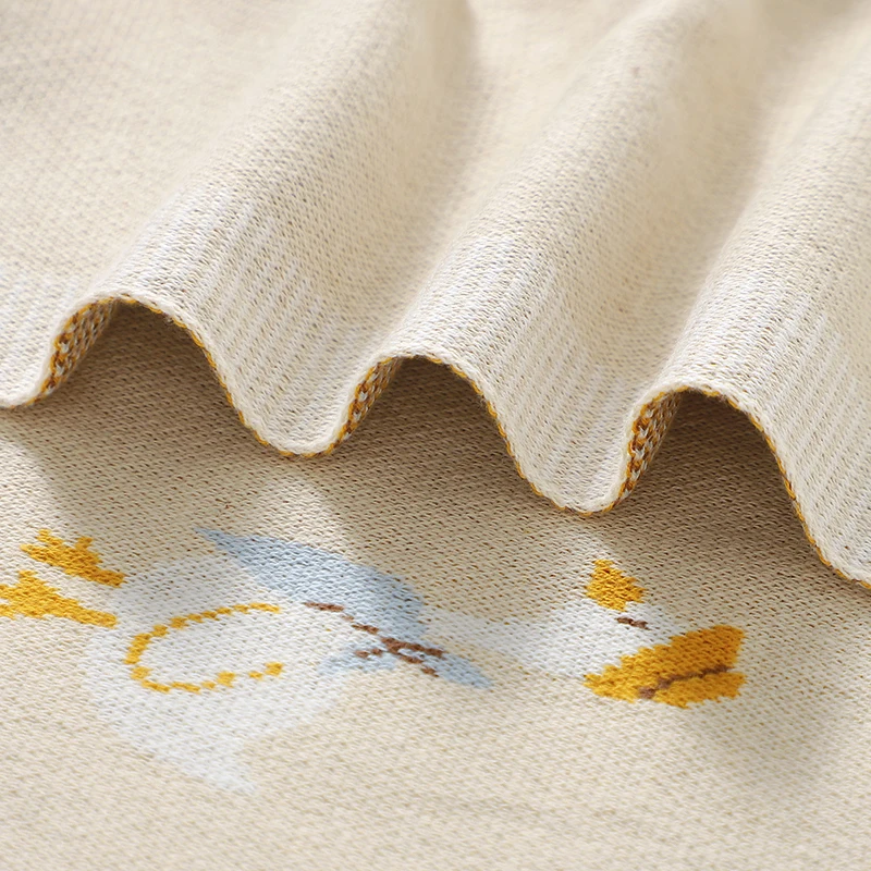 Coperte per Neonati Super Morbide in Cotone Lavorato a Maglia per Bambini e Bambine, Coperte per Passeggino 100*80cm, Motivo Cartone Animato Anatra, per Lettino - immagine 3