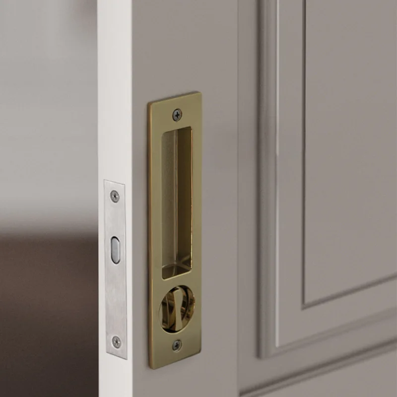 Black sliding door lock Invisible Toilet sliding door lock Bathroom wooden kitchen built-in