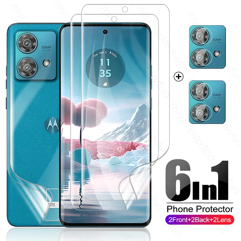 

Передняя и задняя Гидрогелевая пленка 6 в 1 для Motorola Edge 40 Neo Edge40, стеклянная фотокамера Moto G54 G84 5G G14 4G, защита экрана, не стекло