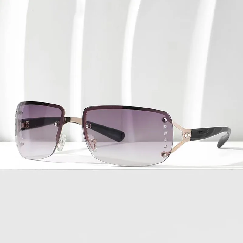 

Очки солнцезащитные Y2K мужские/женские квадратные, брендовые дизайнерские модные классические винтажные солнечные очки без рамки, UV400