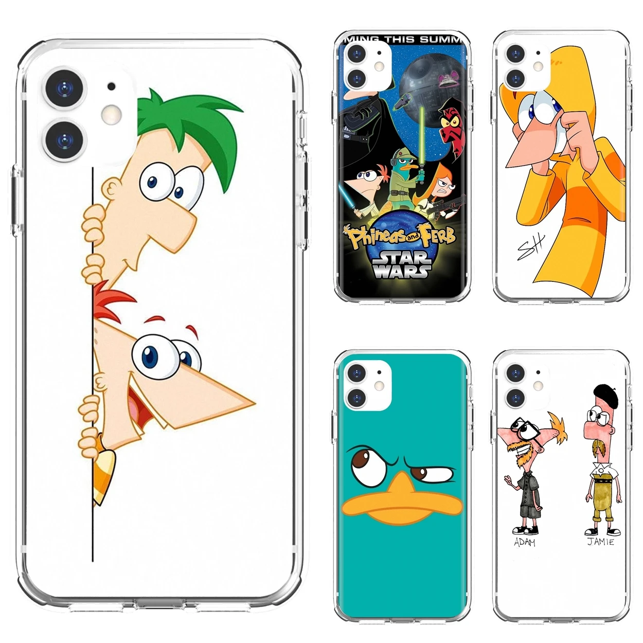 11 cases For iPhone 10 11 12 13 Mini Pro 4S 5S SE 5C 6 6S 7 8 X XR XS Plus Max 2020 Soft Shell Cases Elegant-Phineas-And-Ferb-Star-Wars iphone xr phone case iPhone 11 / XR