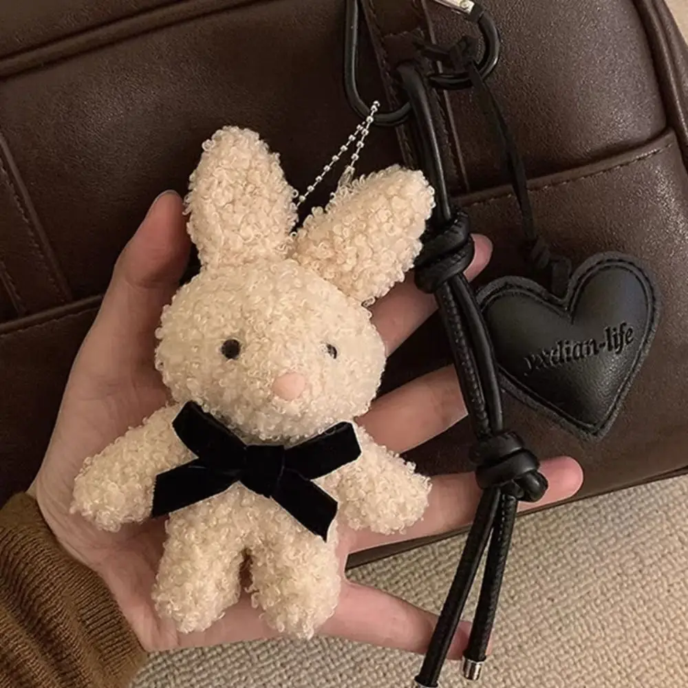 Fluffy Plush Rabbit Keychain Soft Cartoon Plush Rabbit Doll Pendant Y2K Kawaii Stuffed Backpack Pendant Couple Girl Kids Gift