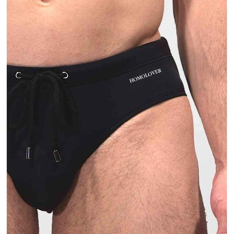 2023 Men's Swimwear Fashion Triangle Swim Trunks Summer Black Swimsuit Low Waist Bikini Panties Quick-Drying Push Pad Briefs 6