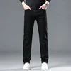 Fashion Men Straight Leg Jeans Man's Casual Black Streetwear Denim Trousers Male Cool Solid Simple Slim Fit Cheap Denim Pants 2