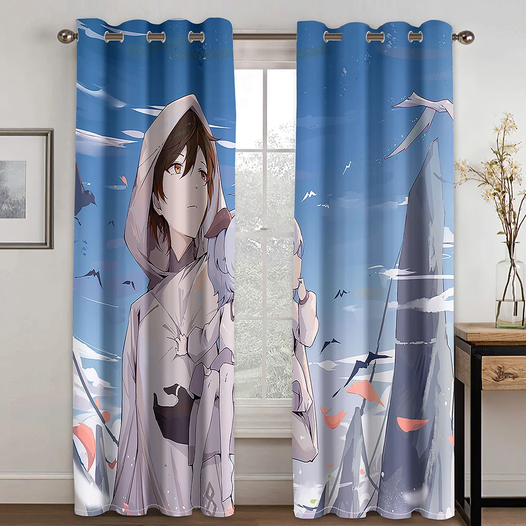 

3D Cartoon Anime Game Character Beauty Curtain 2 Panel Living Room Bedroom Kids Room Study Decorative Curtains
