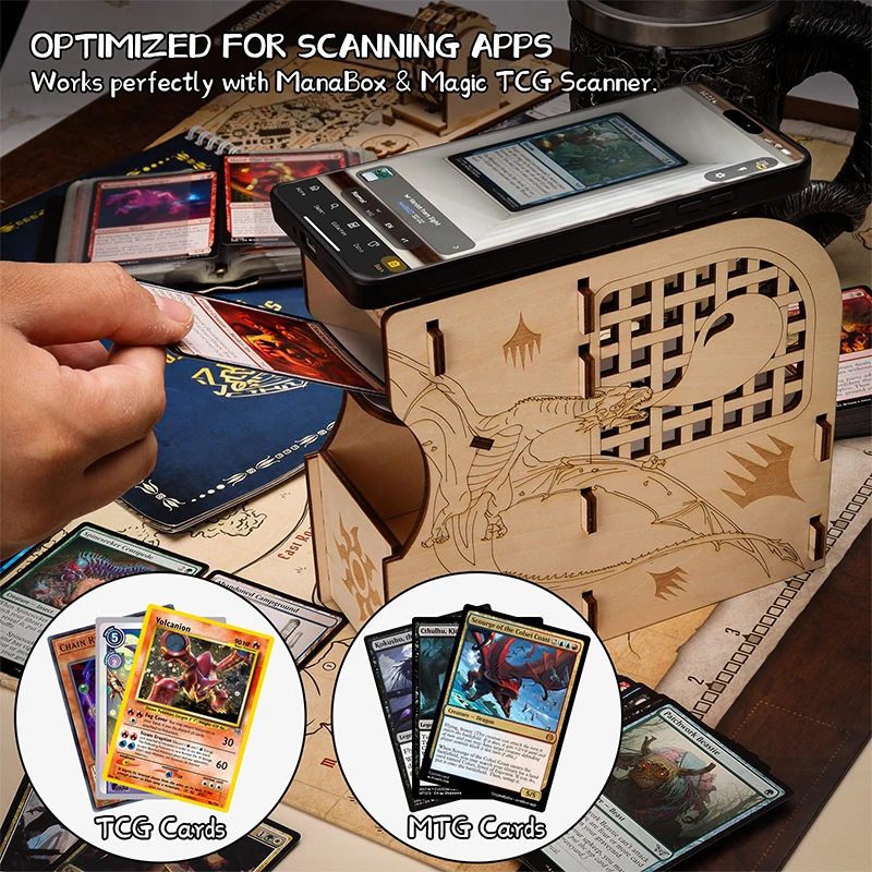 CZYY Card Scanning Stand for MTG-Laser-Cut Wood Scanstand for TCG Cards, Quickly Scan & Price Check with ManaBox Card Scanner
