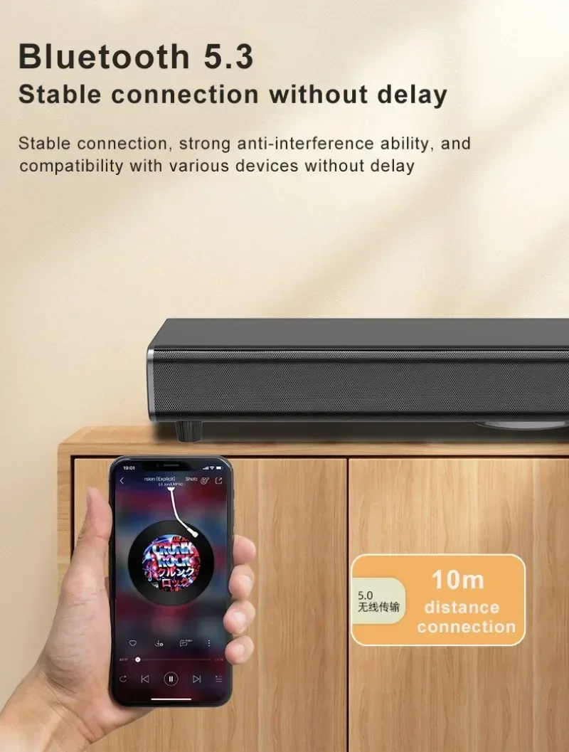 99cm Length Echo Wall TV Sound Bar Cinema Leval Wireless Bluetooth Stereo Speaker Support HDMI AUX U Disk Home Theater Subwoofer 5