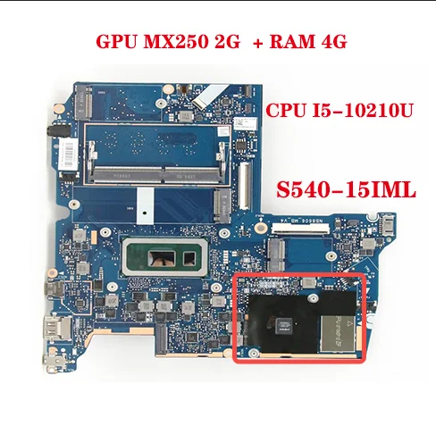 

For Lenovo ideapad S540-15IML laptop motherboard MB NB8606 with CPU I5-10210U RAM 4GB +GPU MX250 2G DDR4 100% full test send