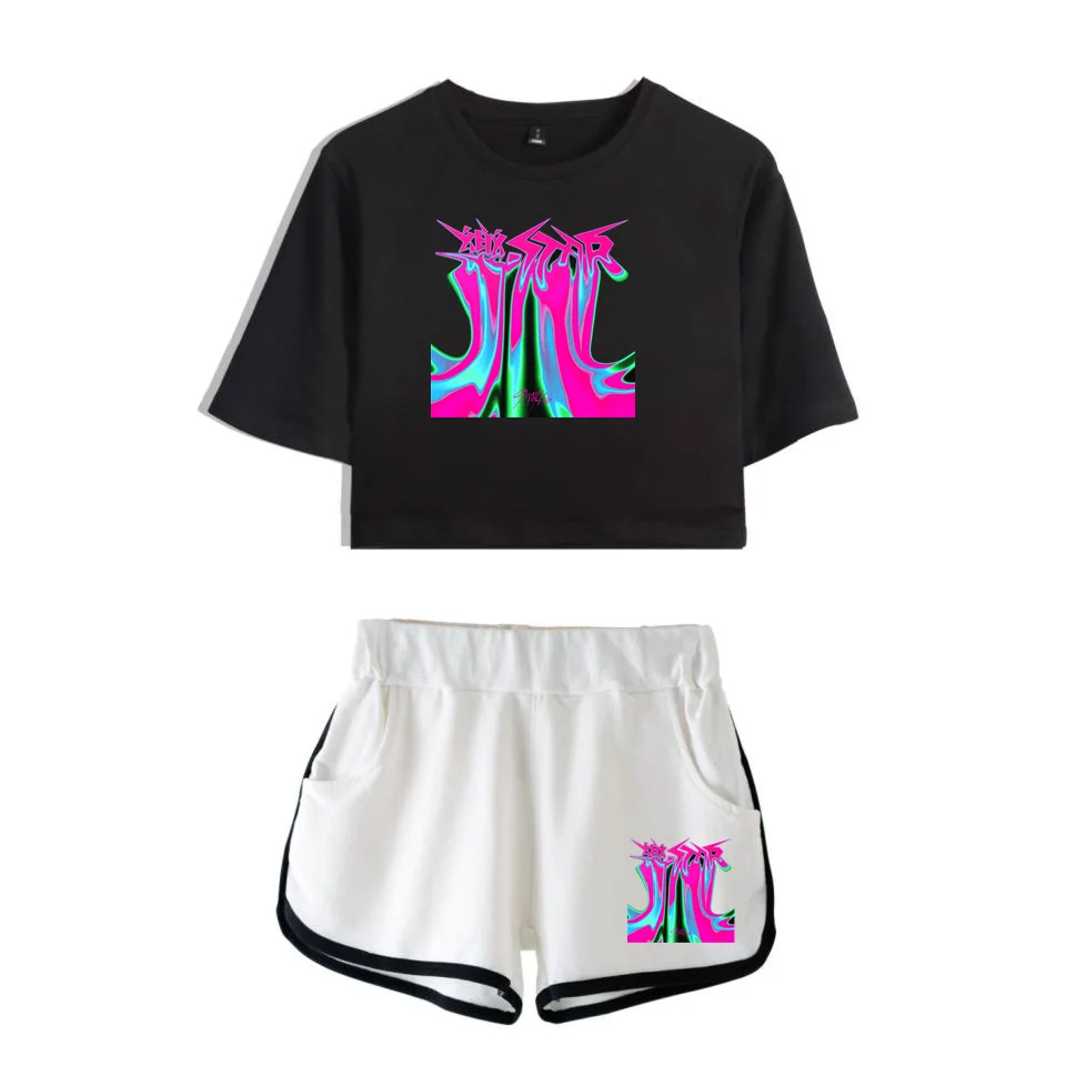 

Stray Kids Rock Star Sportsuits Women T Shirt Short Pants Set Kpop Fashion Summer Sport Crop Tops Korean Casual Skz Tracksuits