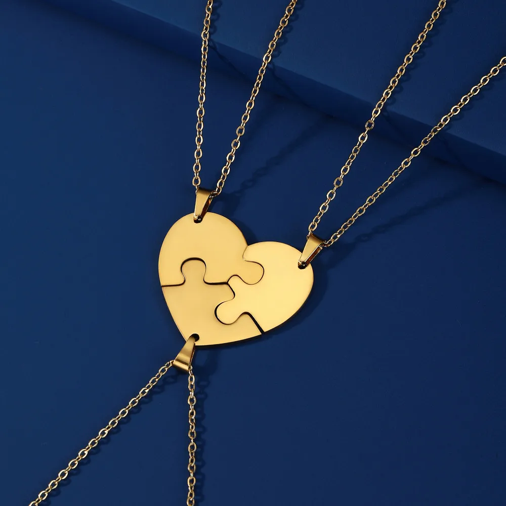 thumbnail image 2 of Collar con colgante de corazón de acero inoxidable para mejor amigo, collar con rompecabezas de múltiples corazones, regalo de joyería para la familia 2022 nuevo, 2 of 5