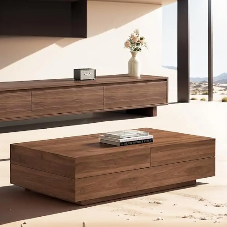 Modern Expandable Coffee Table (47.2"-81.8" Adjustable Centerpiece),Center Table with Large Storage