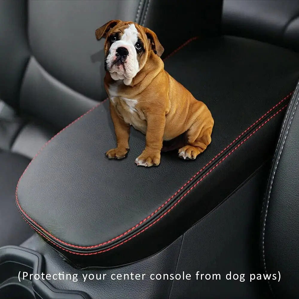 Premium Leather Armrest Cover for Car Console Storage Lid Protection