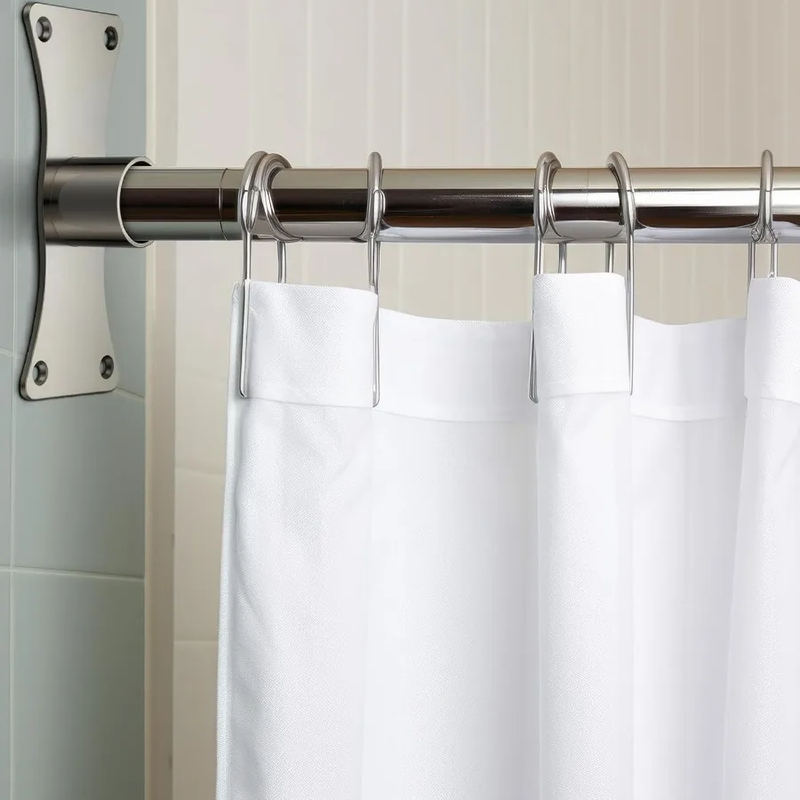 Rectangular Shower Curtain Rod Flange Brackets Set