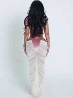 Cutenew – ensemble 2 pièces Coquette Sexy pour femmes, débardeur croisé en velours + jupe taille haute creuse patchwork, tenues de club assorties 3