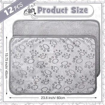 12 Pieces Pet Blanket Soft Fleece Dog Fluffy Doggie Warm Felt Throw Spring Cute Paw Print Puppy Kitten Sleep Mat Bed Covers for 2