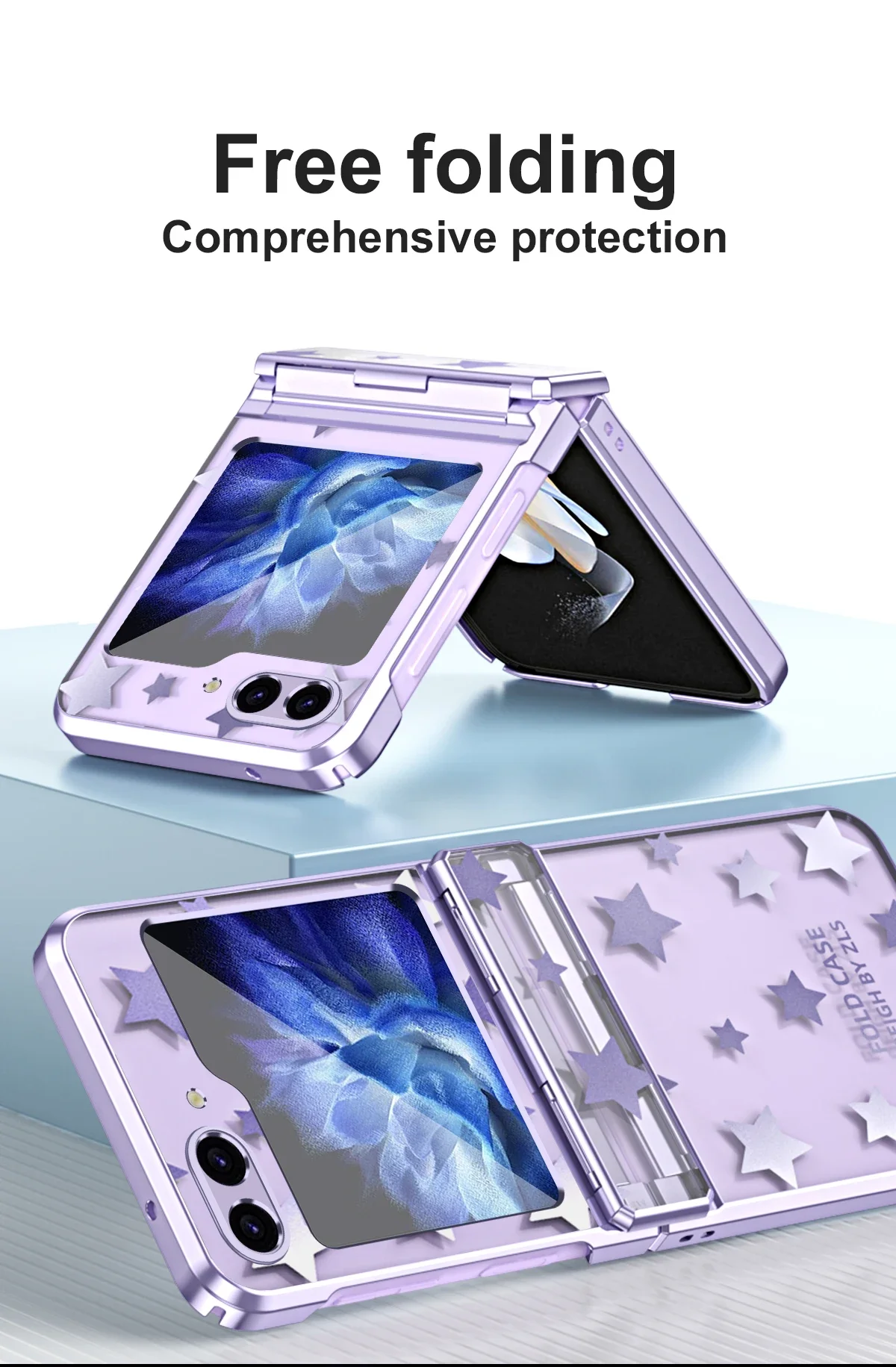 Coque de téléphone de luxe à motif d'étoiles électrolytiques pour Samsung Galaxy Z Flip 6 5 4 3 5G PC antichoc à charnière housse de protection_voghion.com