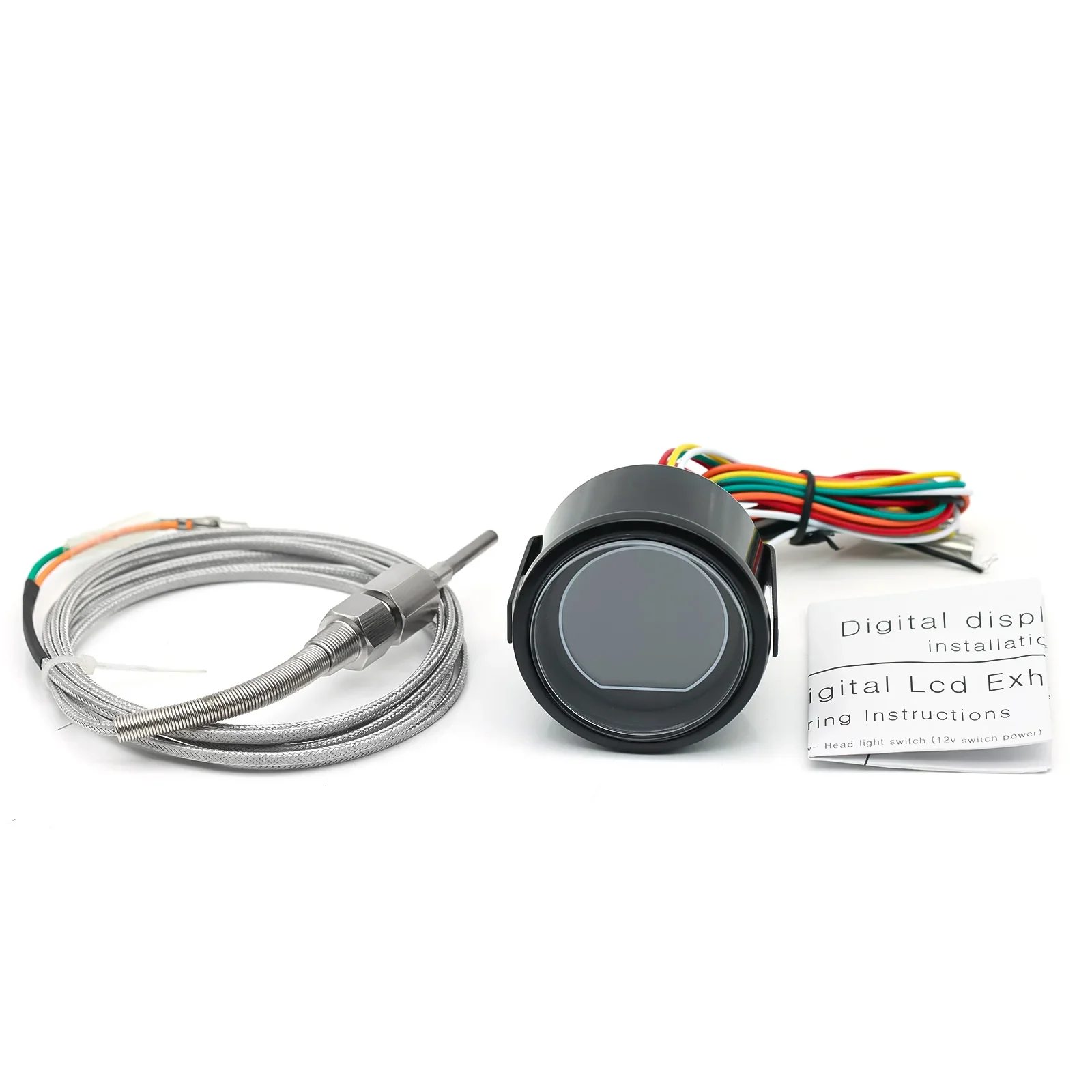 52mm Universal Exhaust Gas Temp EGT Gauge Car LED Digital LED Dual Colors Backlight With Sensor 2~12x100 Celsius For 12V Car