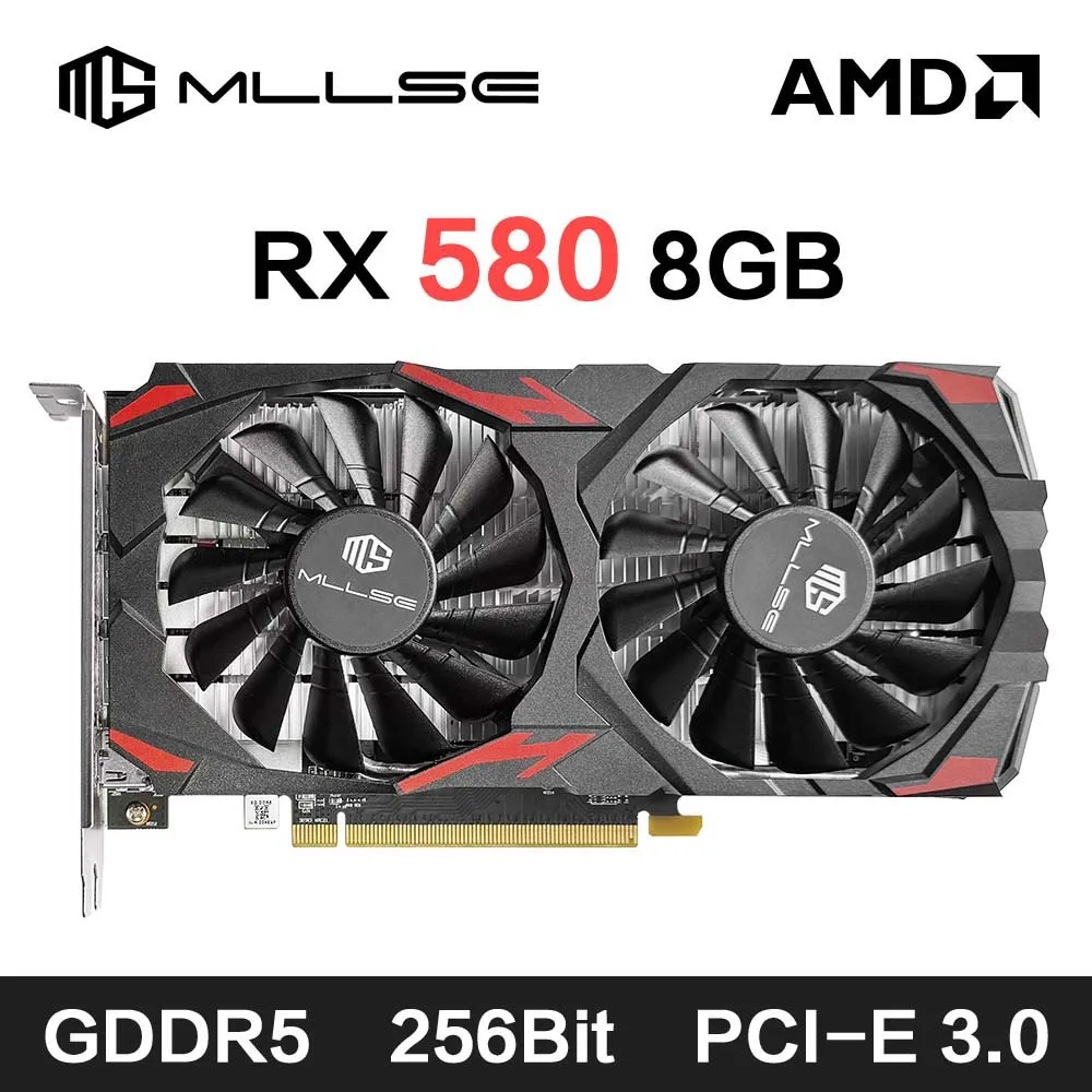 MLLSE AMD RX 580 8GB 2048SP Graphics Card Video Card GDDR5 256Bit PCI-E 3.0 ×16 8Pin Radeon GPU Rx 580 Gaming Placa De Video 1