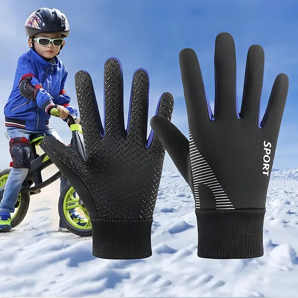 GTUBIKE 1 paire de gants de sport chauds d'hiver pour enfants-mitaines résistantes à l'eau par temps froid pour enfants de 5 à 13 ans garçons filles