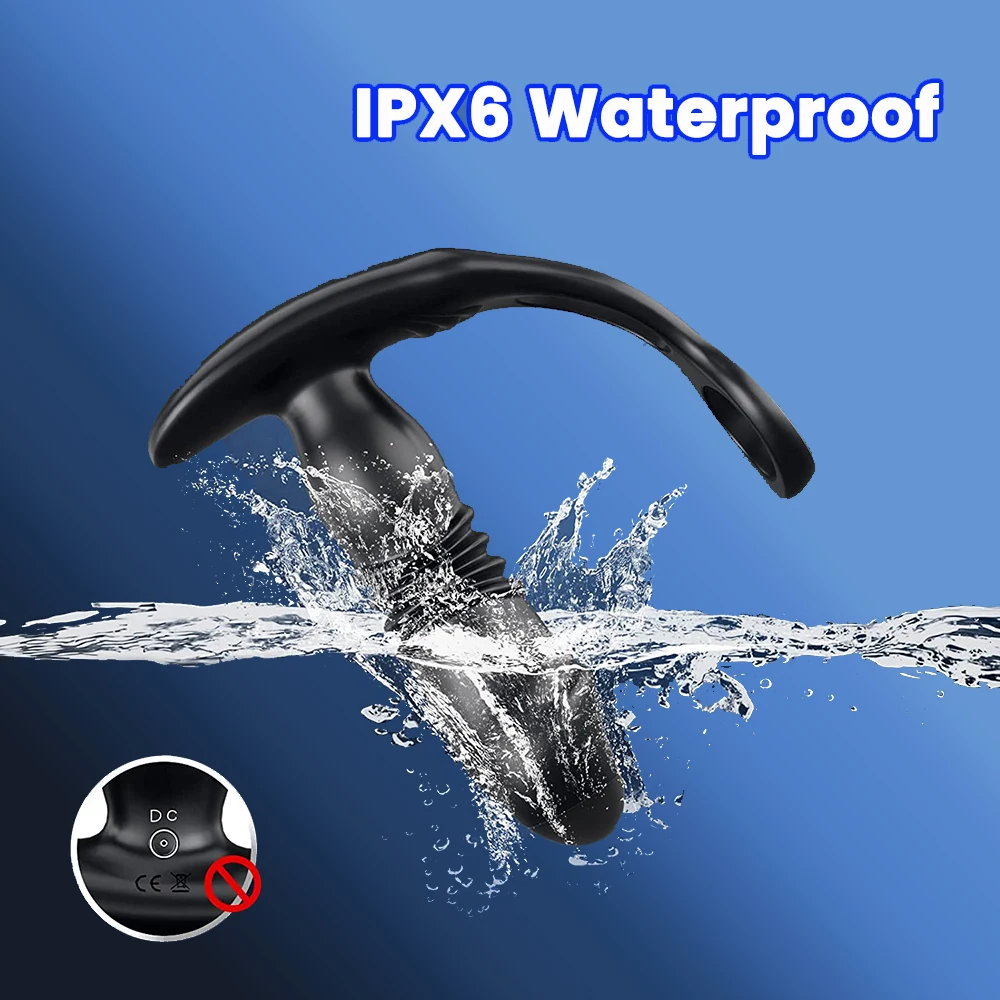Silicone Anal Vibrator Thrusting Prostate Stimulator Massager Delay Ejaculation Lock Ring Anal Butt Plug Sex Toys Dildos for Men anal plug vibrator anal plug anal sex toys